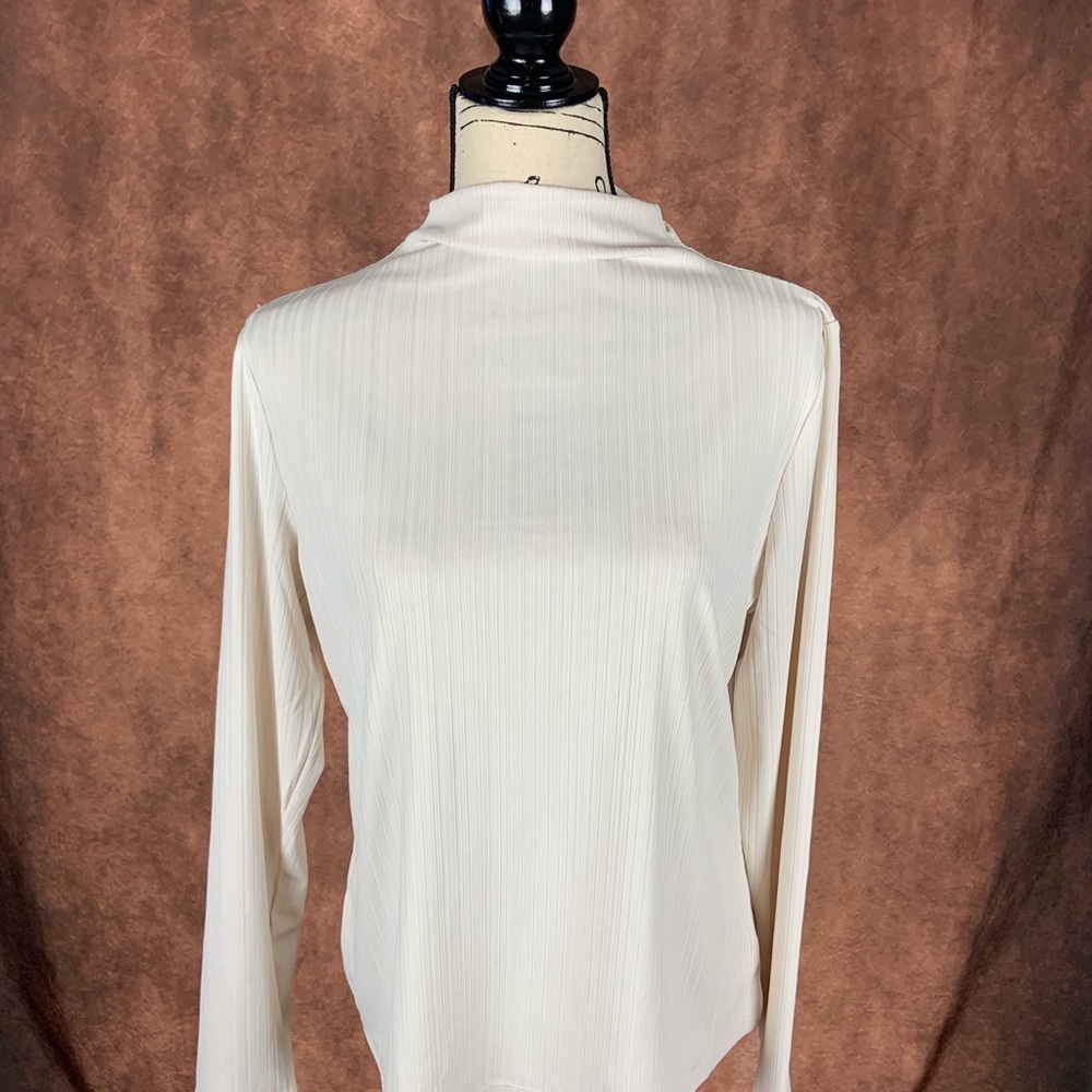 Future Collective Reese Blutstein Long Sleeved Mock Neck Ivory Textured Shirt